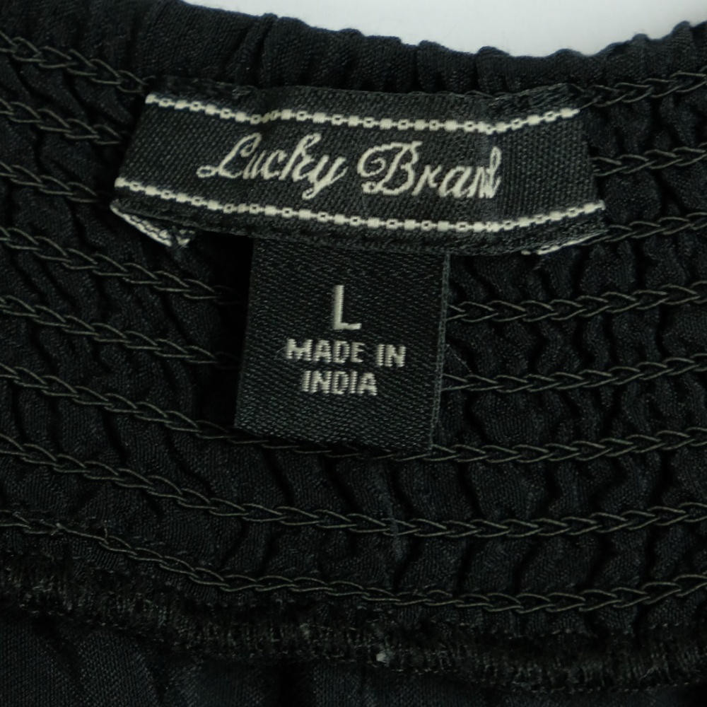 Lucky Brand Black Off Shoulder Embroider Top, Sz L - Picture 6 of 8